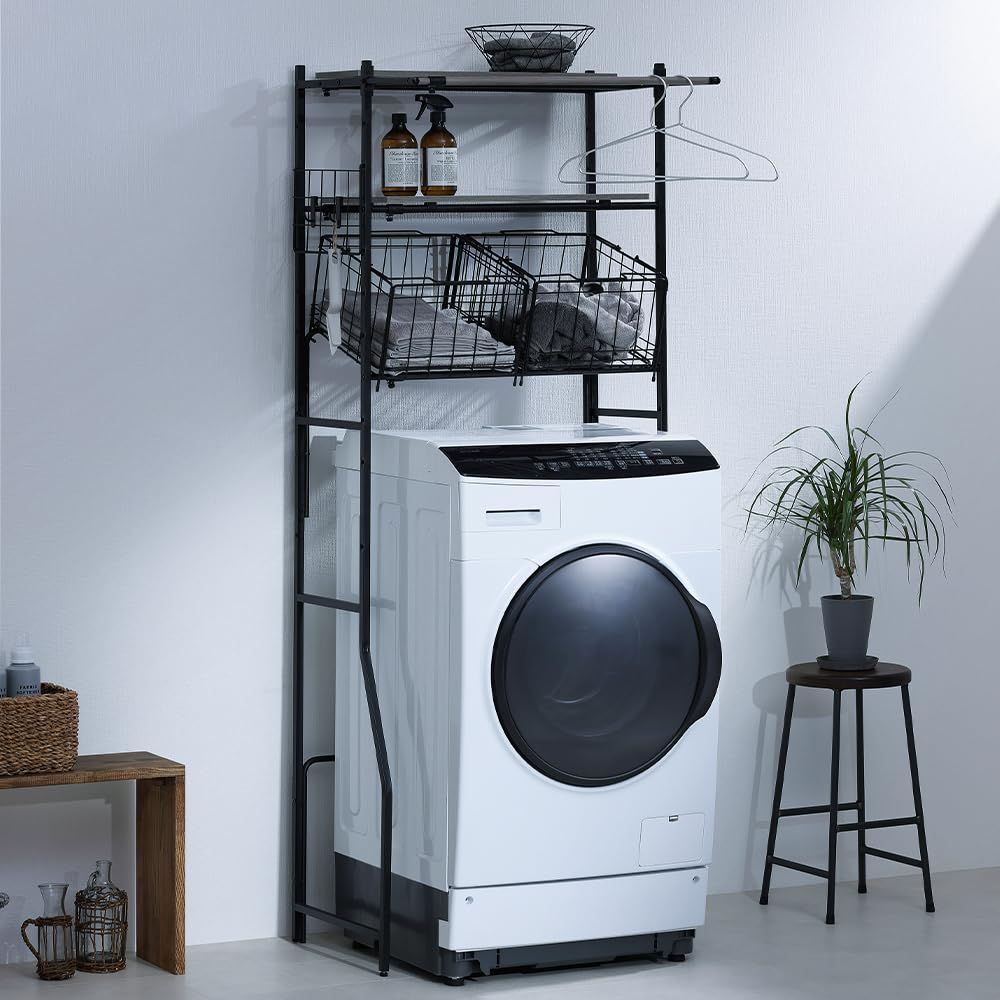 IRIS OHYAMA 1台ですっきり ランドリーラック 洗濯機ラック H105745F IRIS OHYAMA