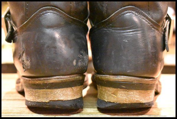 中古】70s～80s CHIPPEWA プリント黒タグ ショートエンジニアブーツ