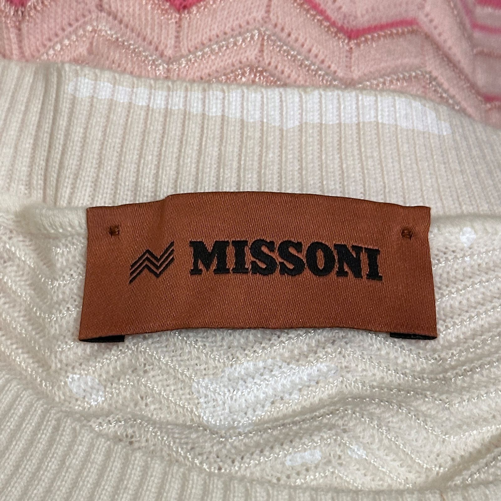  MISSONI ノースリーブ 白 ピンクグラデーション サイズ44 ak 545 ノースリーブ Tシャツ カットソー