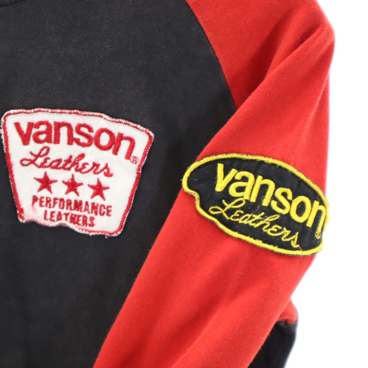 VANSON Cottons バンソンコットンズ ワッペン 長袖 Tシャツ S ブラック 