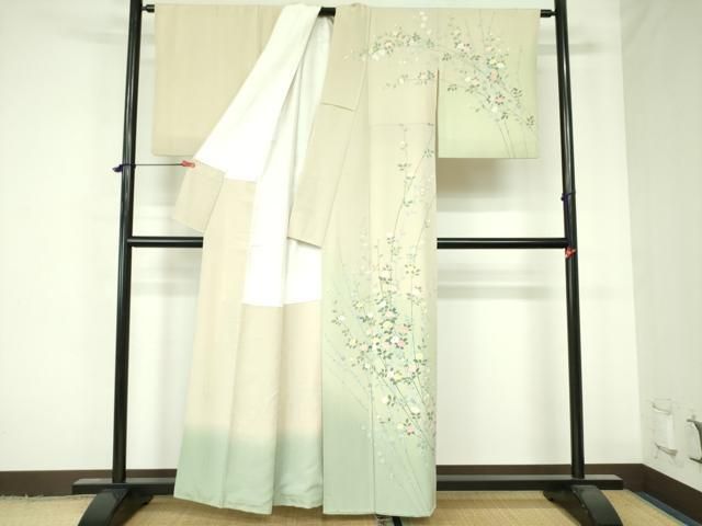 平和屋着物○訪問着 作家物 辻が花 舞花文 暈し染 黒地 正絹