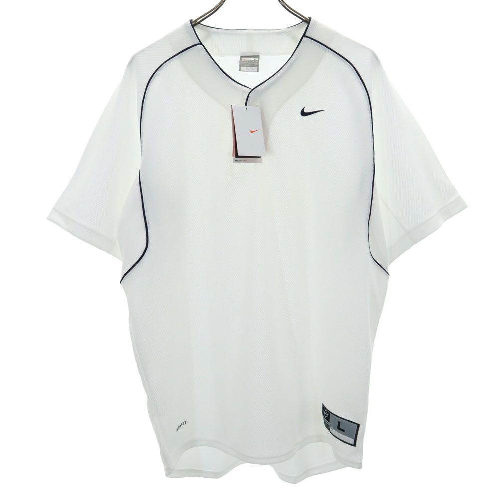 未使用 ナイキ 野球 半袖 ベースボール シャツ L 白 NIKE メッシュ メンズ