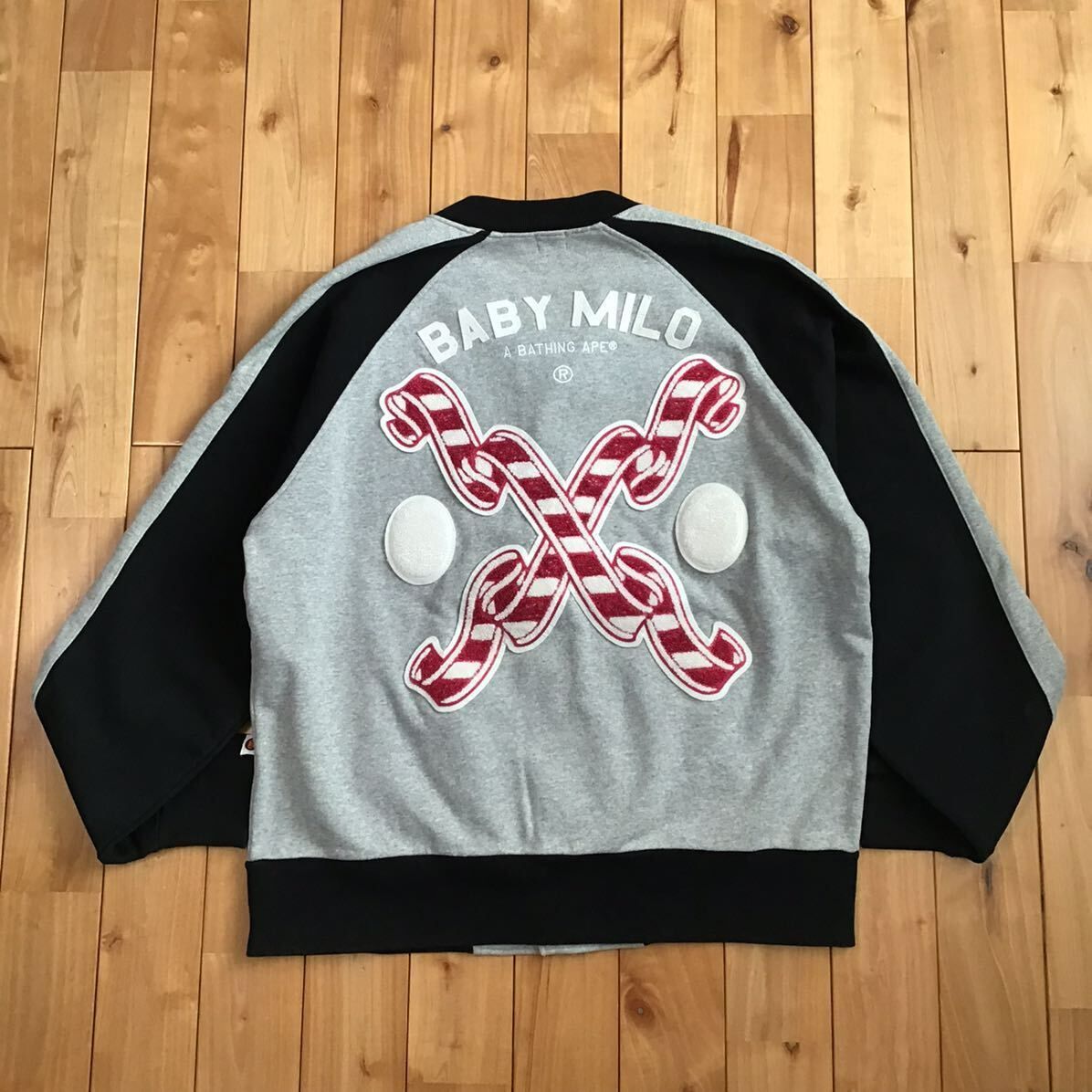 BAPE MILO LOGO スウェット スタジャン Mサイズ a bathing ape sweat 
