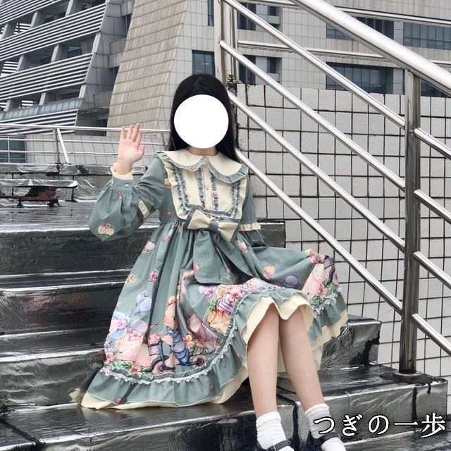 冬服 ロリータ ぬいぐるみ模様 ワンピース