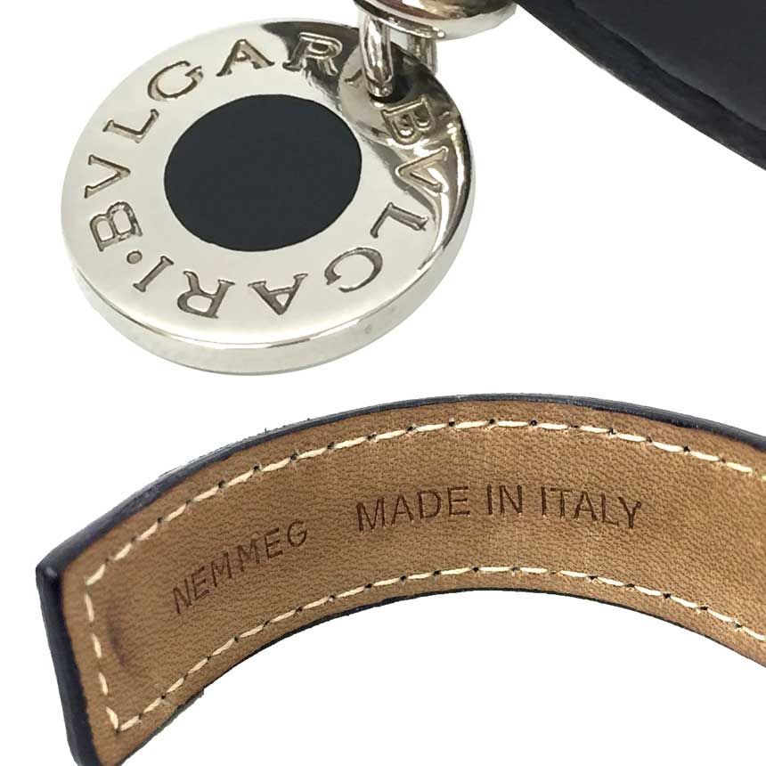 BVLGARI ブルガリ BB カフブレスレット レザー 23515 ブラック 黒 