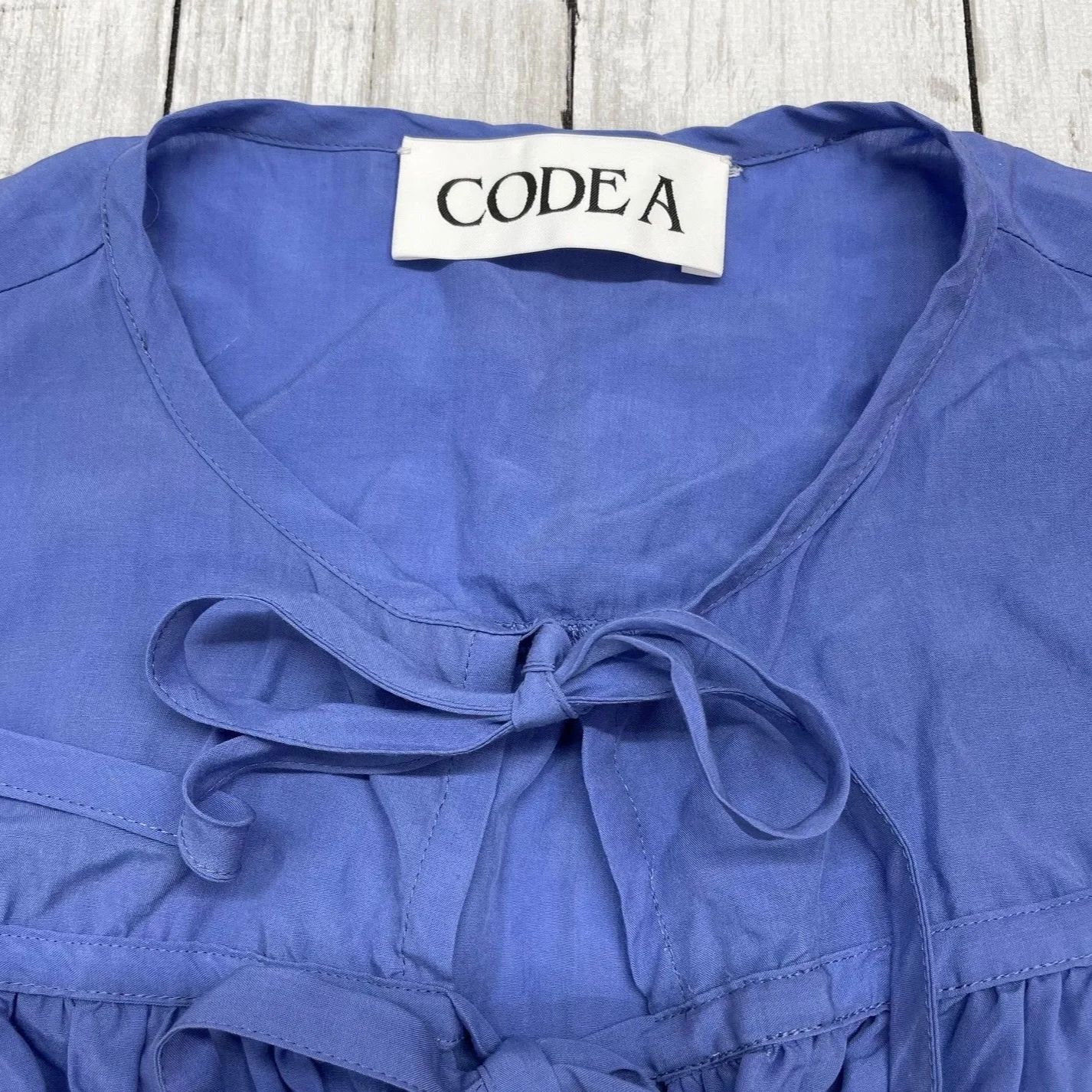 CODE A 】コードエー ribbon gather blouse フロントリボン ギャザー 