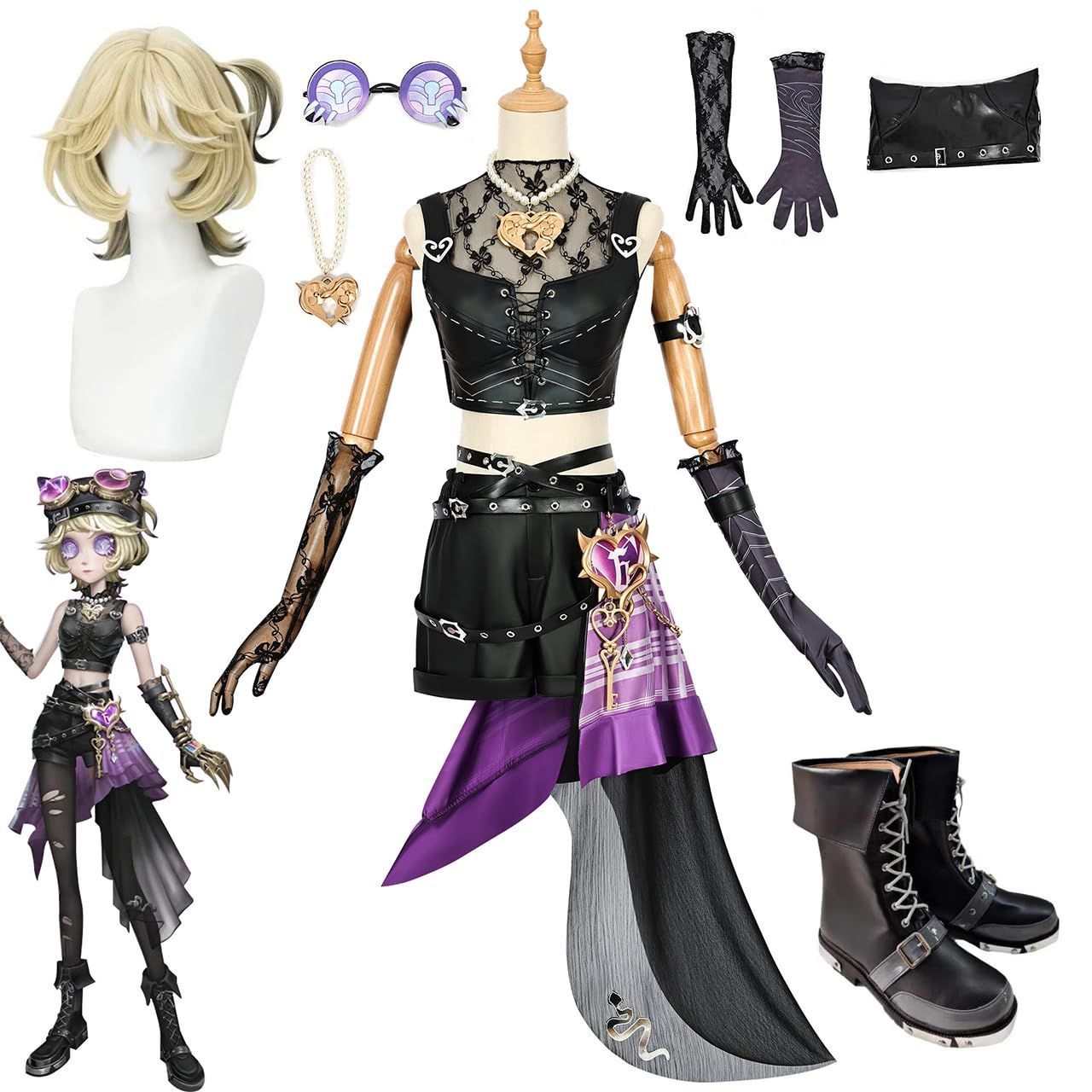 コスプレ衣装＋ウィッグ KANUTE 第五人格 ロックコア コスプレ衣装 ウィッグ-靴 機械技師 変装 仮装 コスチューム 豪華版 ハロ ウィン クリスマス アクセサリ ハロウィン