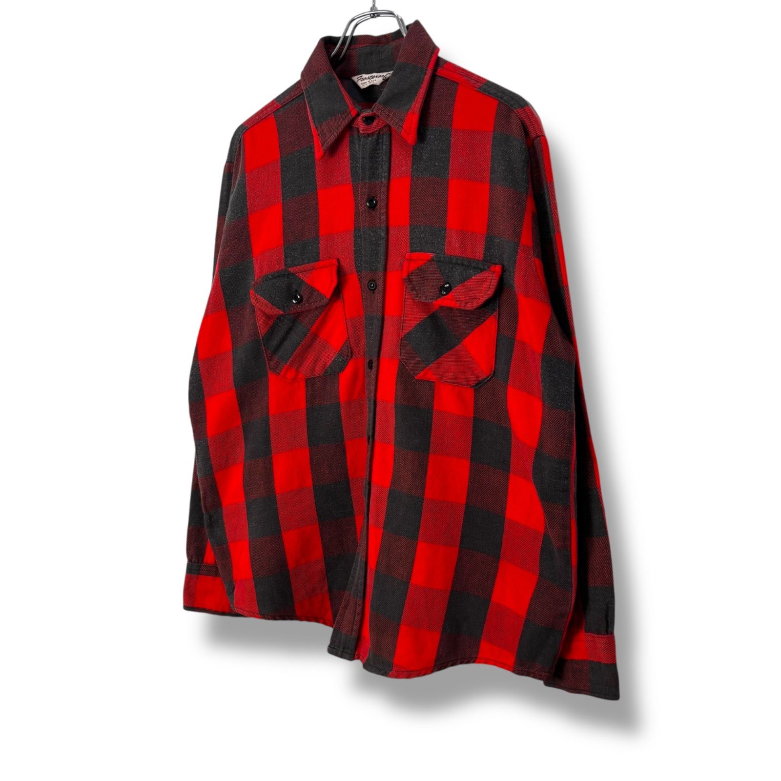 70s- frost proof ヘビーネルシャツ USA製 L グレー×レッド 70s- frost proof ヘビーネルシャツ USA製 L グレー×レッド
