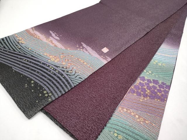 平和屋本店□極上 十日町 名門 滝泰謹製 太鼓柄袋帯 相良刺繍 おぼろ染  