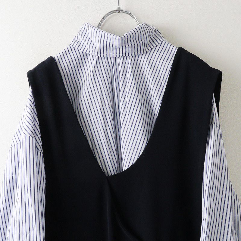 美品 2022SS エンフォルド ENFOLD ダブルサテン DOCKING DRESS 36  