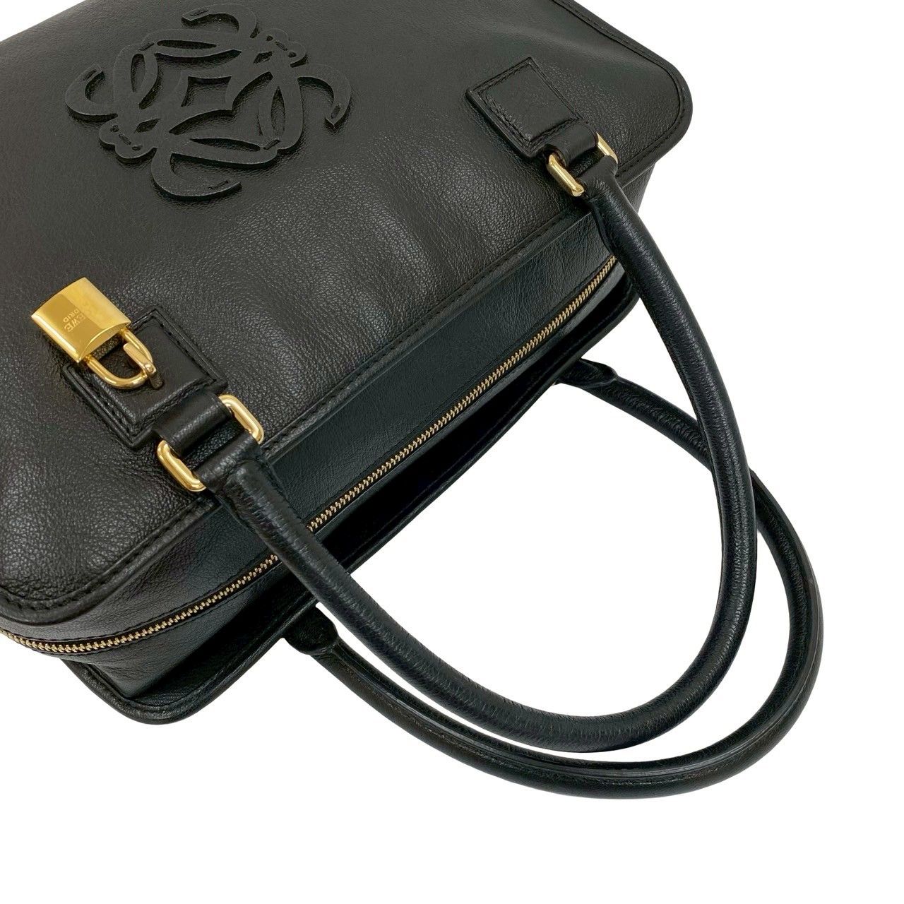 極 美品 保存袋付き LOEWE ロエベ アマソナ 36 アナグラム ロゴ レザー