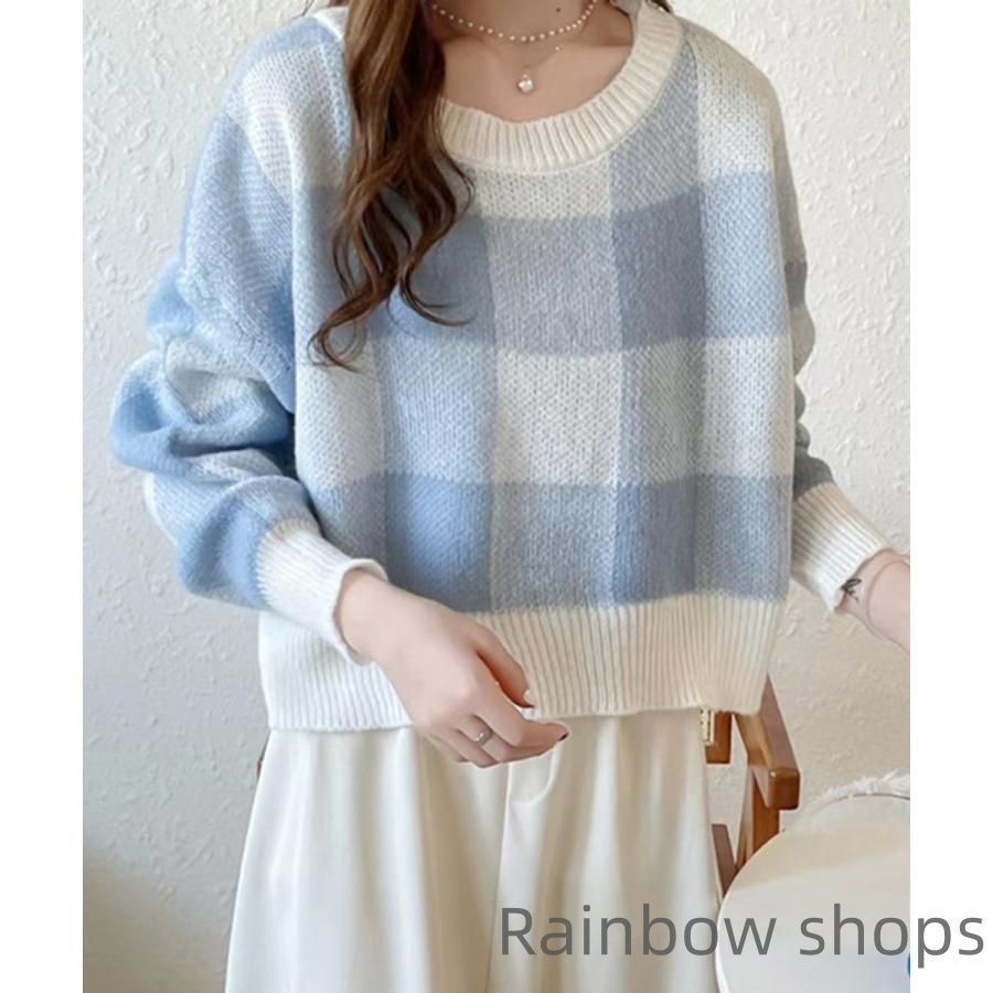 チェック柄ニット