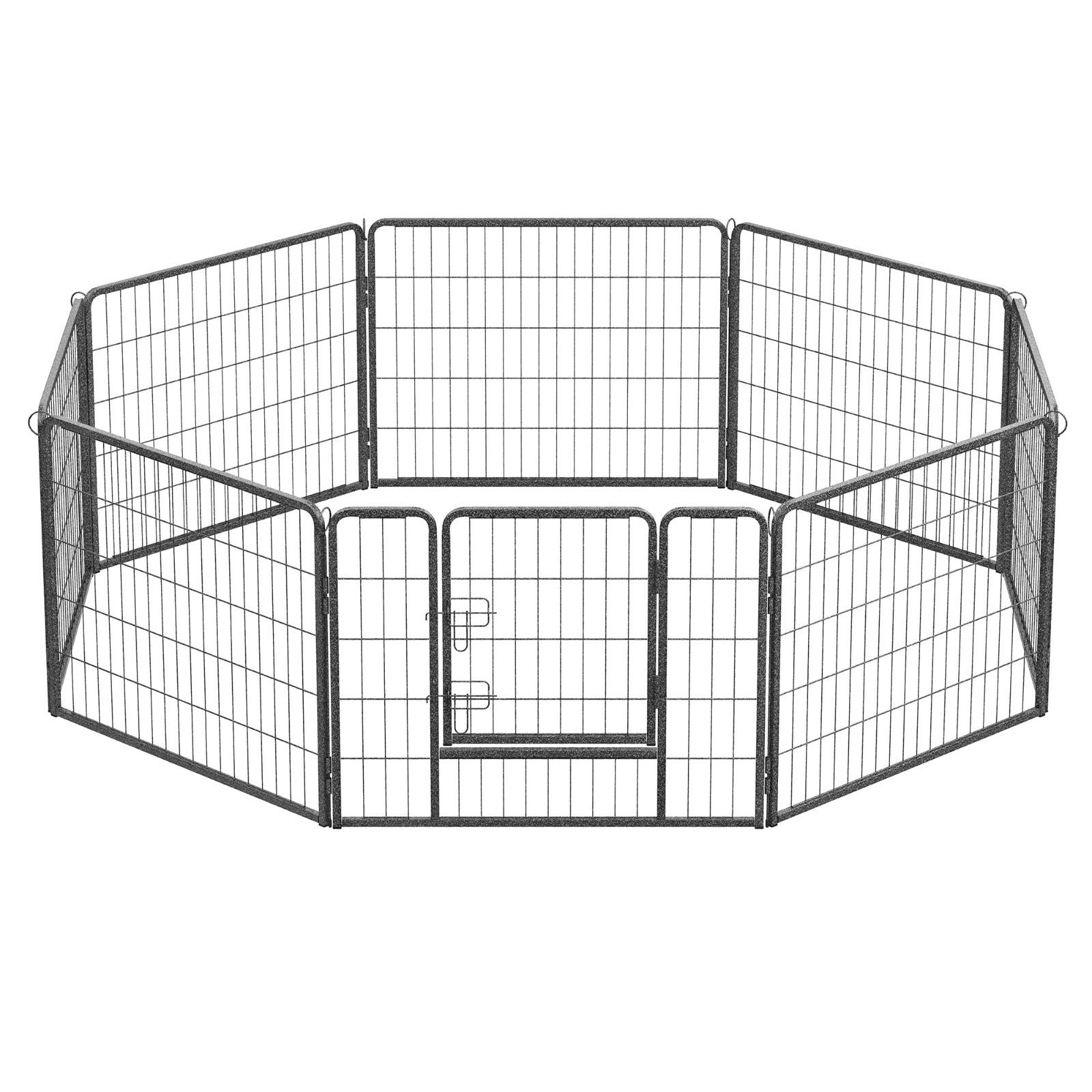 人気商品 FEANDREA ペットフェンス 中型犬用 小型犬用 ペットサークル 折り畳み式 カタチ変更可 スチール製 犬ゲージ 複数連結 パネル8枚 室内外兼用 ドッグサークル 組立簡単 高さ60cm PPK86G