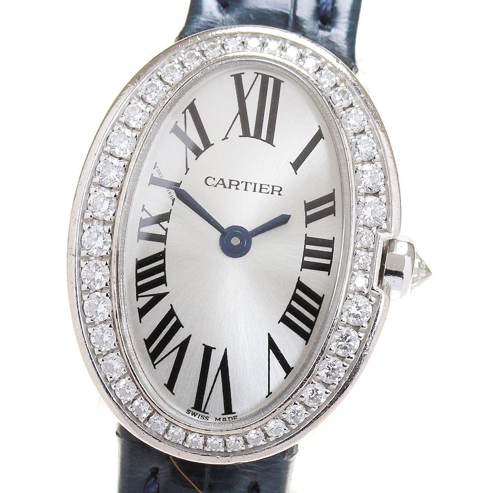 カルティエ CARTIER WB520027 ミニ ベニュワール K18WG ダイヤベゼル クォーツ レディース_834658