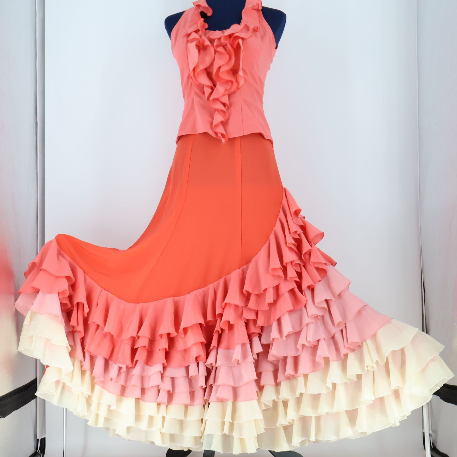 美品 フラメンコ衣装】コーラルレッド HERMOSA IBERIA エルモサ 