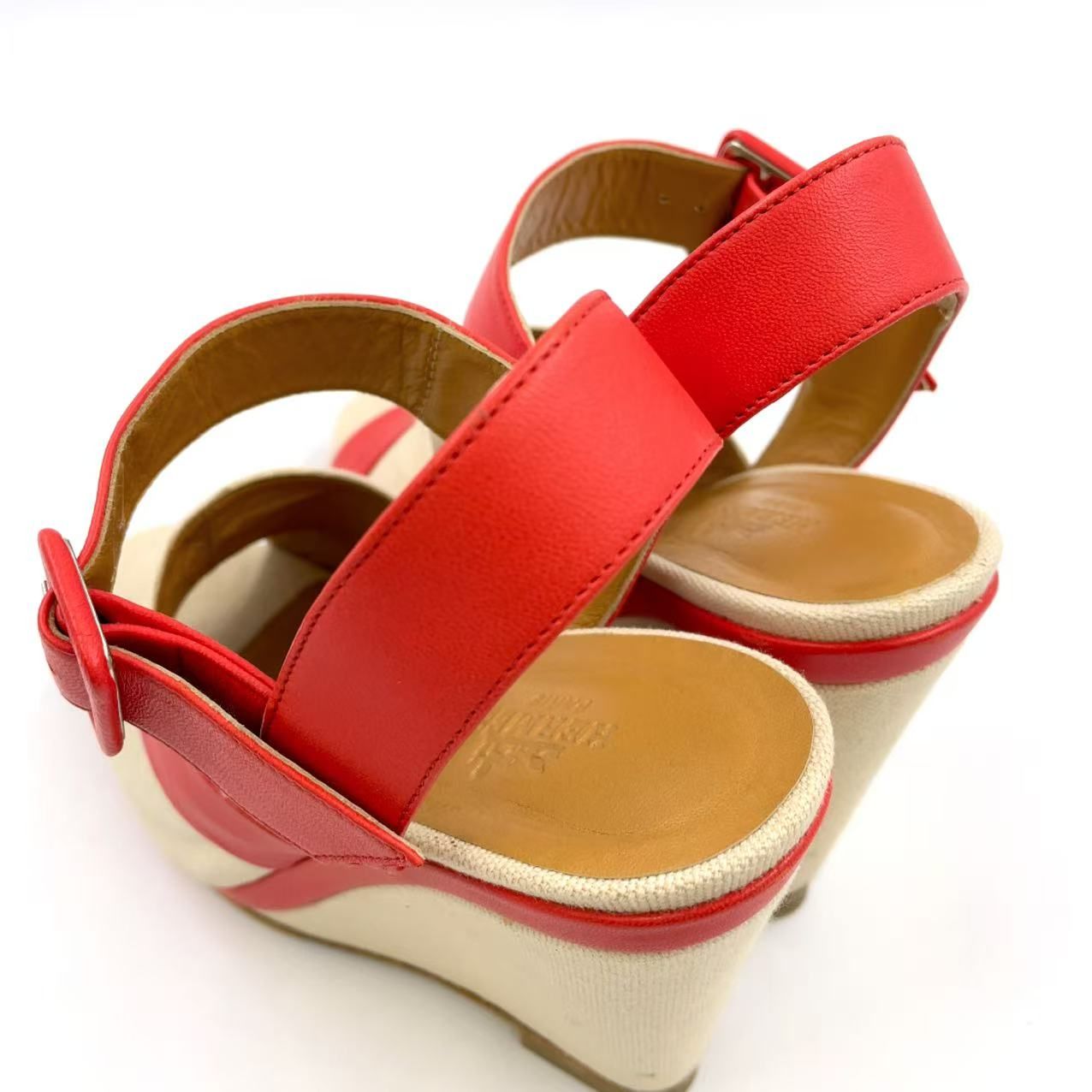 レザー×キャンバス コーラルピンク×ライトベージュ