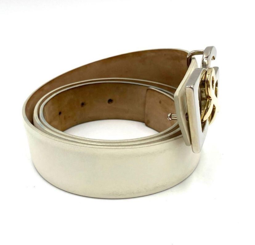 D&G ドルチェアンドガッパーナ ベルト ウエスト ロゴバックル ホワイト