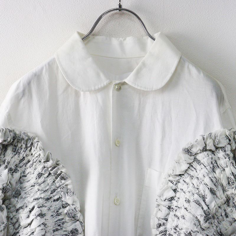  AD 2021 タオコムデギャルソン tao COMME des GARCONS シャーリングドッキング丸襟シャツワンピース S ホワイト 刺繍 その他 その他