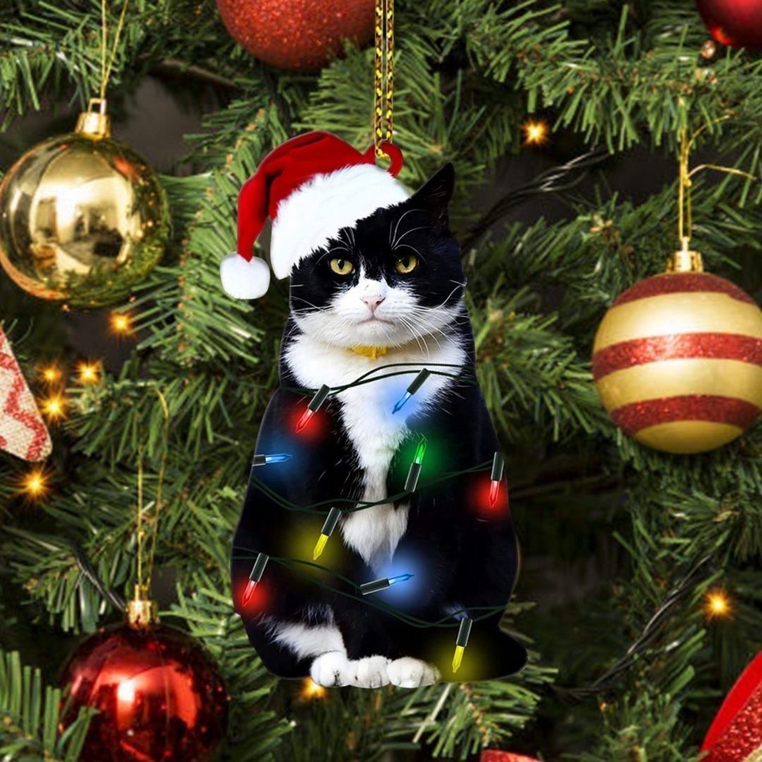普通郵便発送】 クリスマス オーナメント 猫 CAT 猫とクリスマスツリー