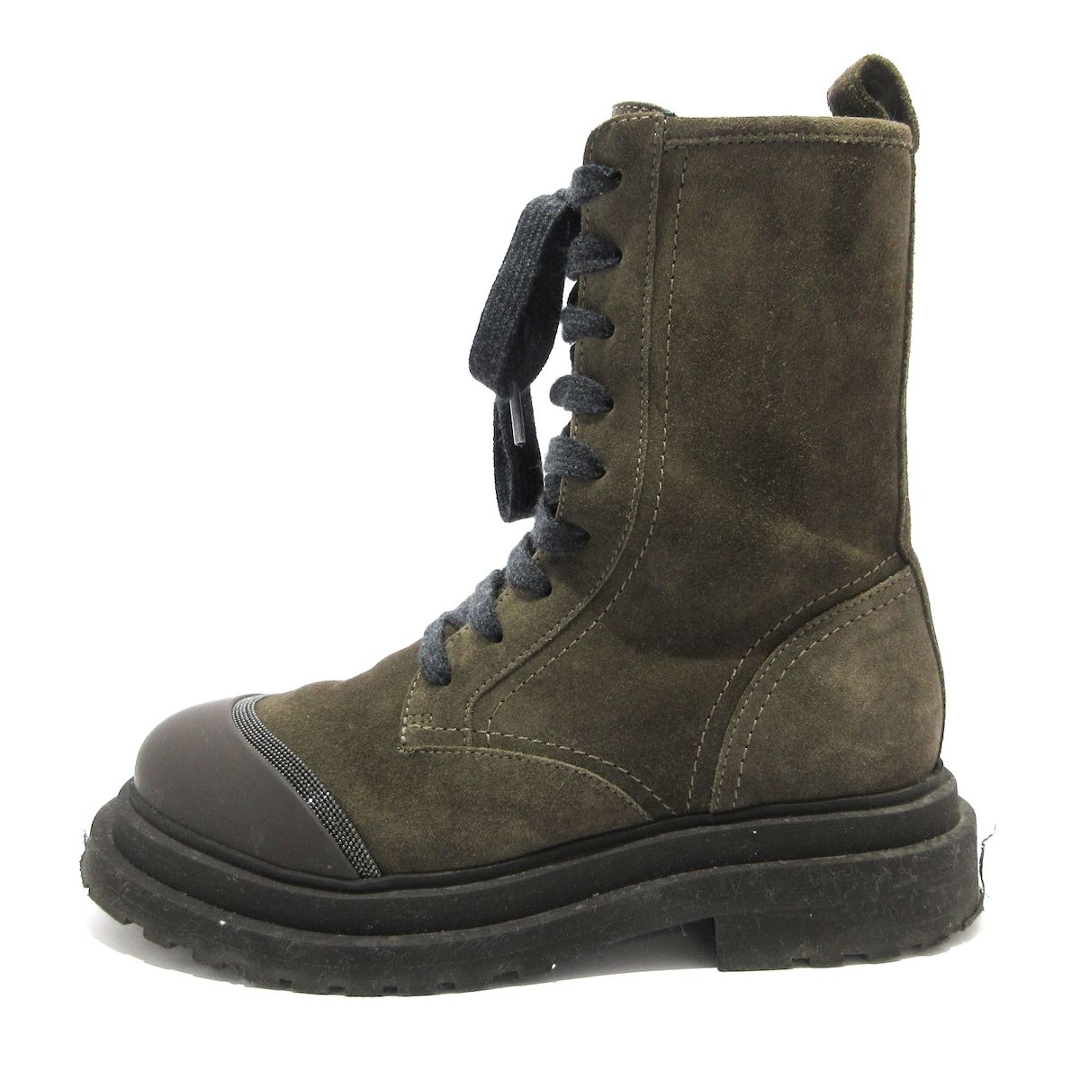 BRUNELLO CUCINELLI ブルネロクチネリ ショートブーツ 36 レディース - ダークブラウン×シルバー チェーン