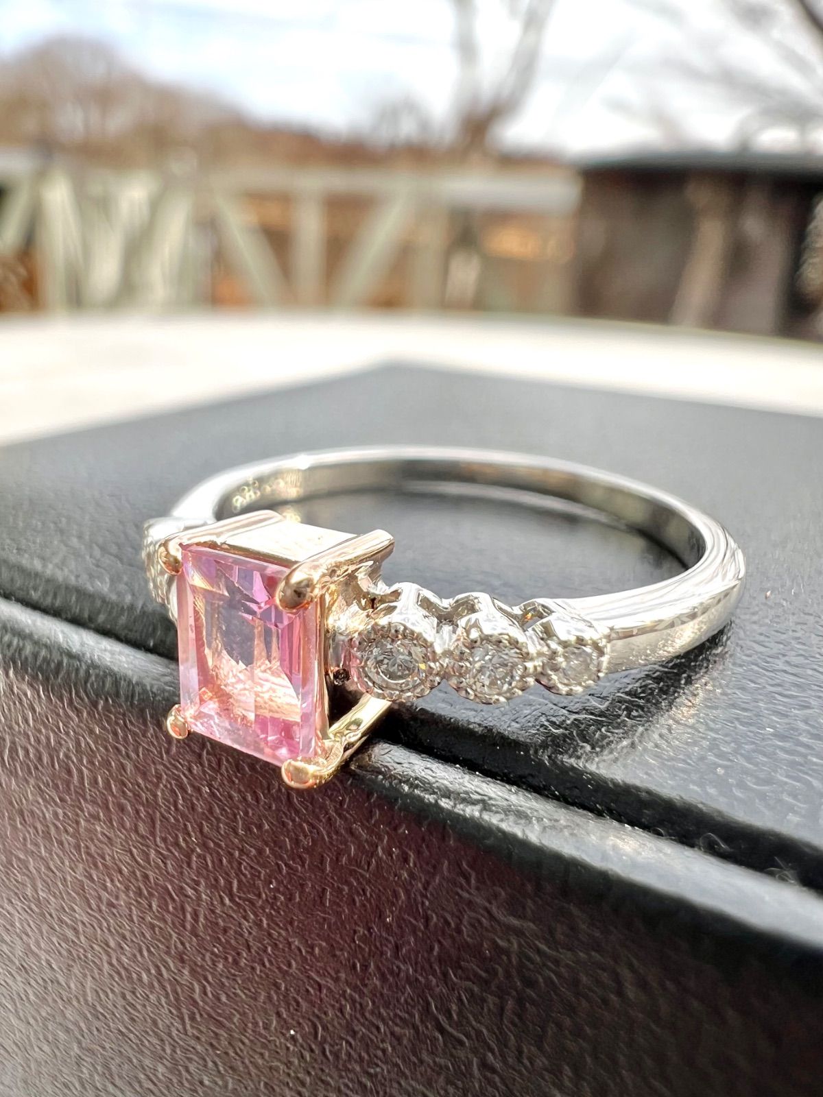 新品 K18PG インペリアルトパーズ ダイヤモンド リング 0.818ct D0 