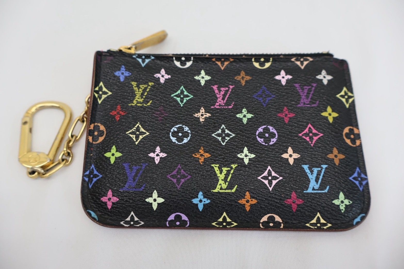 LOUIS VUITTON ポシェットクレ コインケース ノワール M93735 ブラック マルチカラー ゴールド金具 キャンバス レザー CA4102