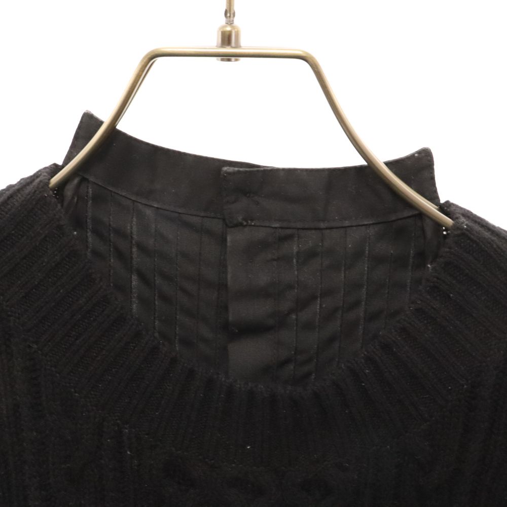 Sacai (サカイ) ニット切替 バックプリーツシャツ ブラック SCW-040