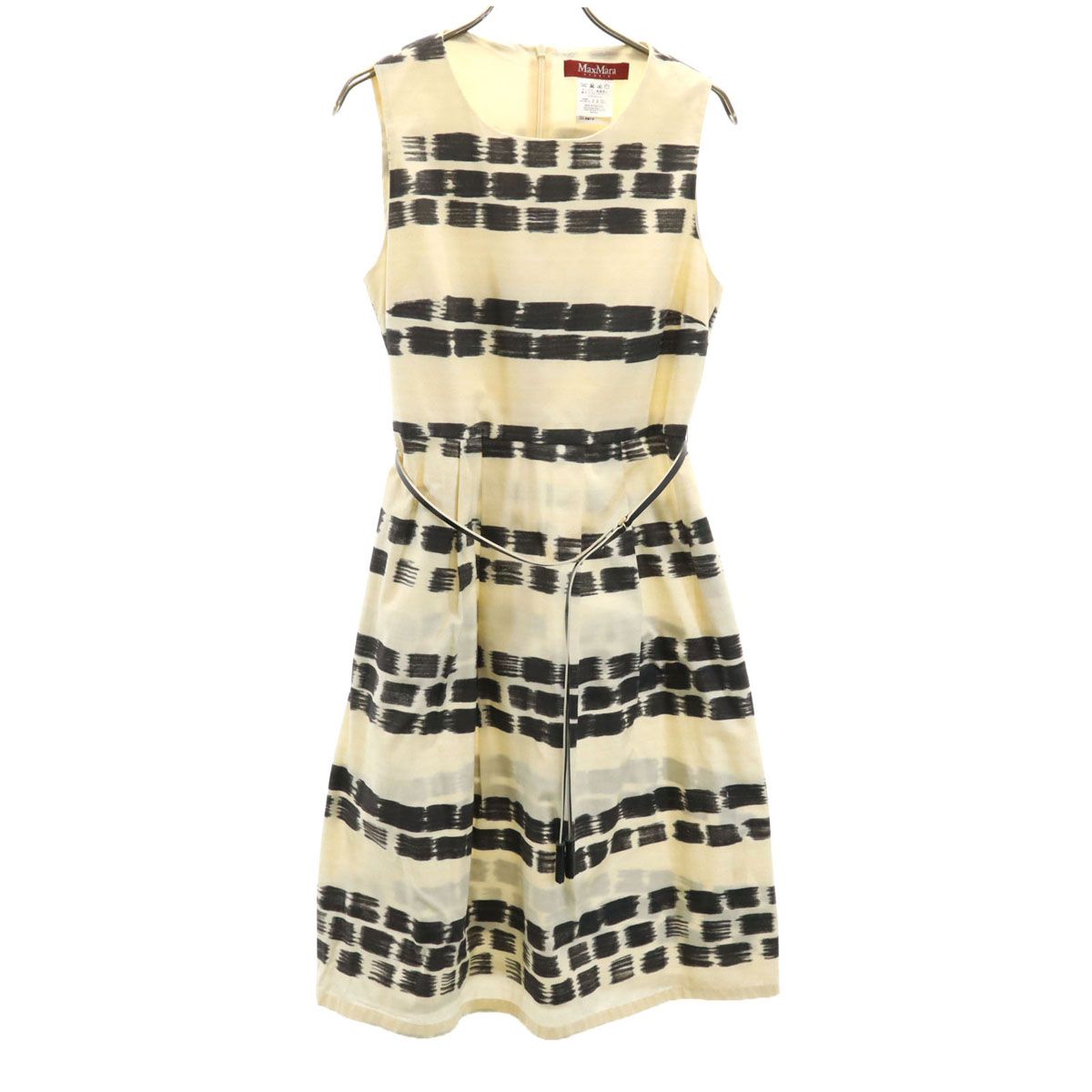 MAX MARA マックスマーラ 総柄 ノースリーブ ワンピース 40 ベージュ系