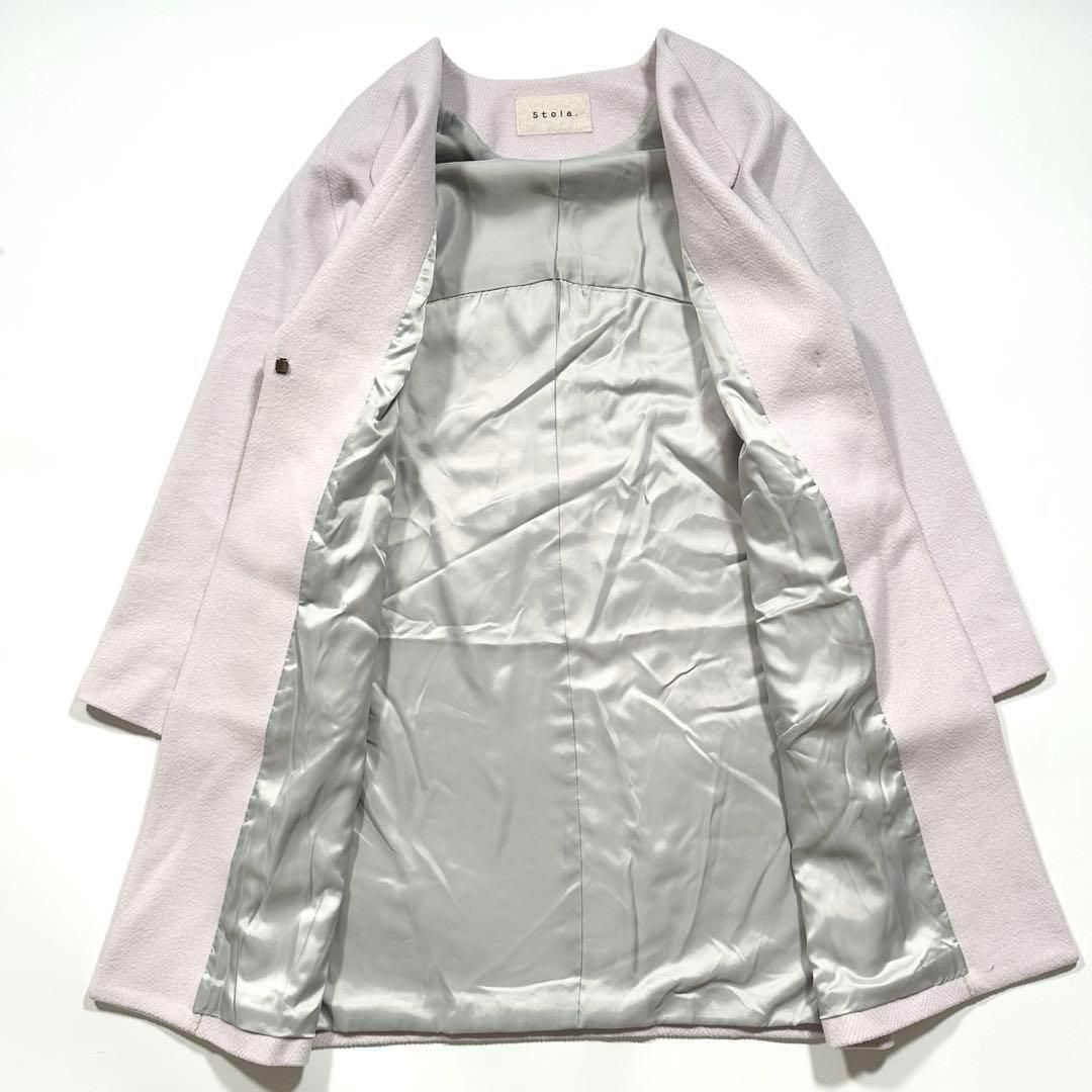 Stola. ヘリンボーンスタンドコート　ロングコート JUNOAH コート アウター ヘリンボーンスタンドカラーコート