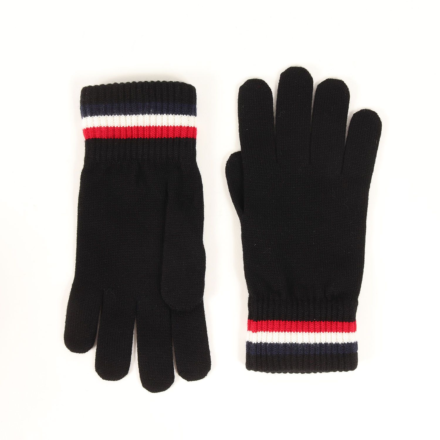 MONCLER モンクレール ブラック 黒 サイズ XL 23AW トリコロール アイコンワッペン ウール ニット グローブ GUANTI TRICOT I20913A00003 A9575 手袋 イタリア製