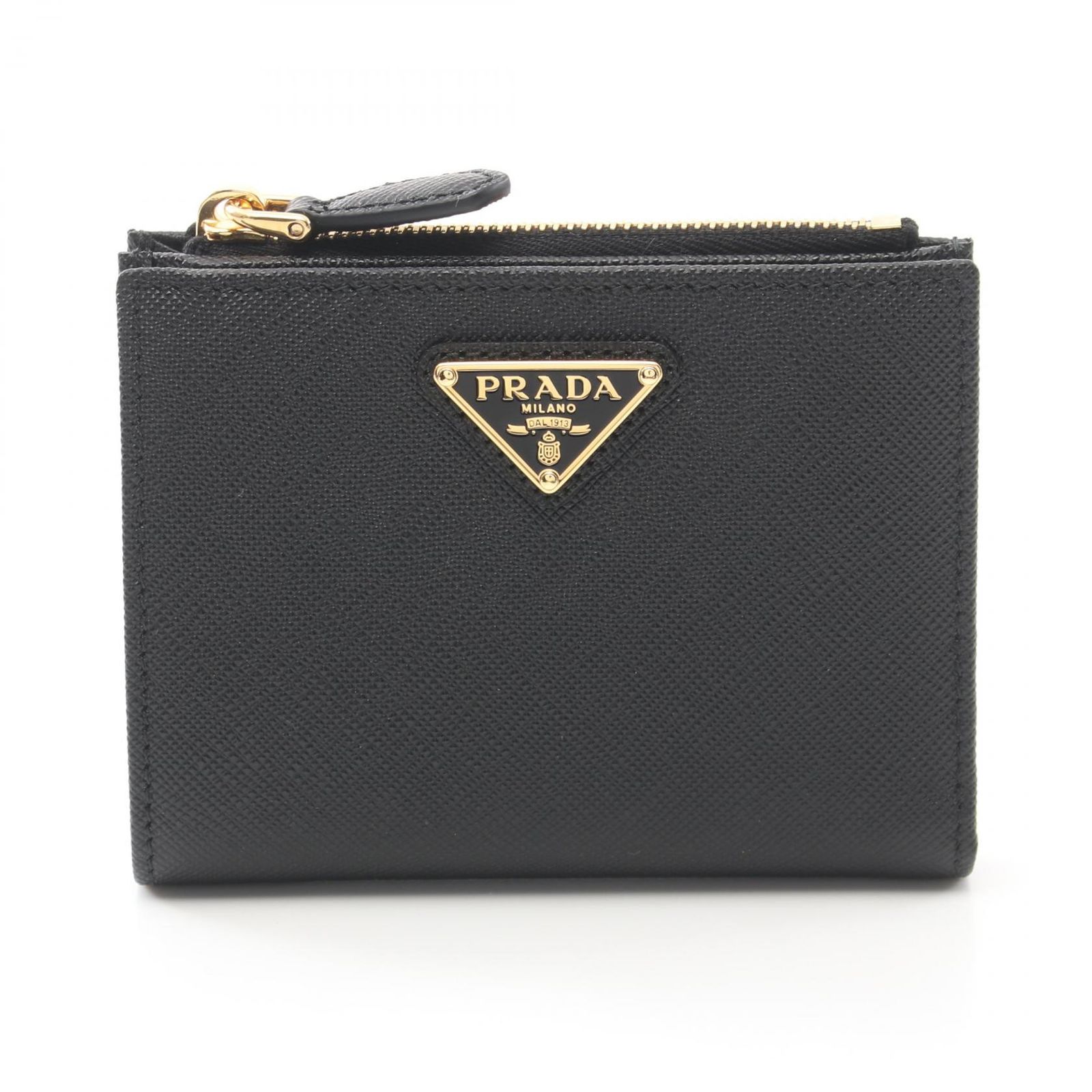 プラダ PRADA 二つ折り財布 SAFFIANO TRIANG 1ML050QHHF0002 ブラック 