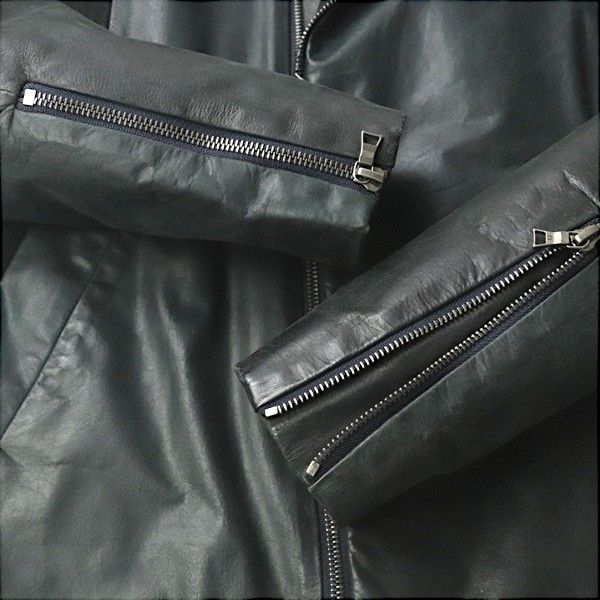 ※Aki※ポールスミス 2018AW レザースリーブダブルブレストチェス ウールカシミヤフランネル ダブルブレストジャケット