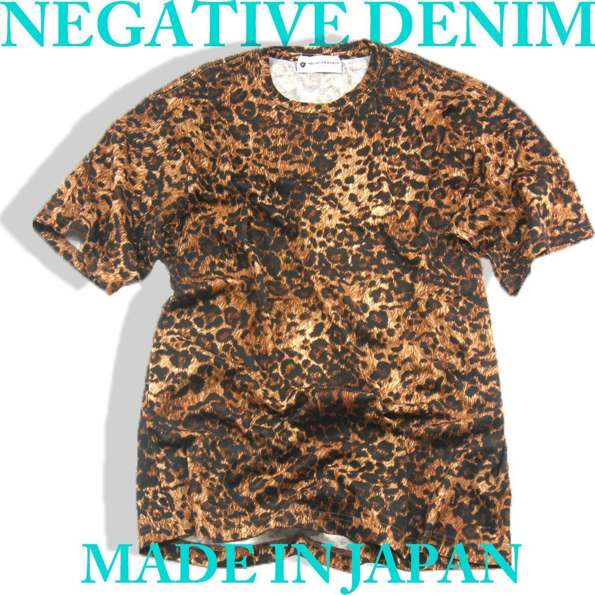 【新品】 NEGATIVE DENIM / ネガティブデニム半袖 Tシャツ 日本製 レオパード 天竺 アニマル柄 ヒョウ柄 カットソー ジャパンブルー