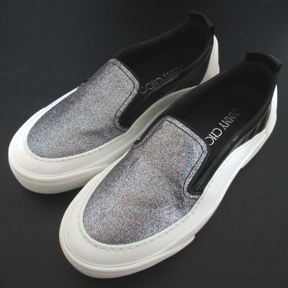 JIMMY CHOO ジミーチュウ CHOO V.B.C SLIP ON|F グリッター スリッポン スニーカー シューズ 35 22cm相当 マルチ ブラック レディース 古着