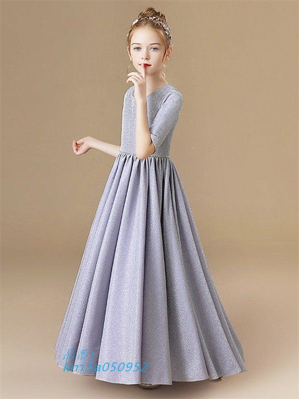  ピアノ発表会 ドレス キッズ キッズドレス ワンピース ロングドレス ジュニアドレス ノースリーブ 子供ドレス ロング丈 五分袖 kni 5 a 050952 ワンピース フォーマル ドレス スーツ