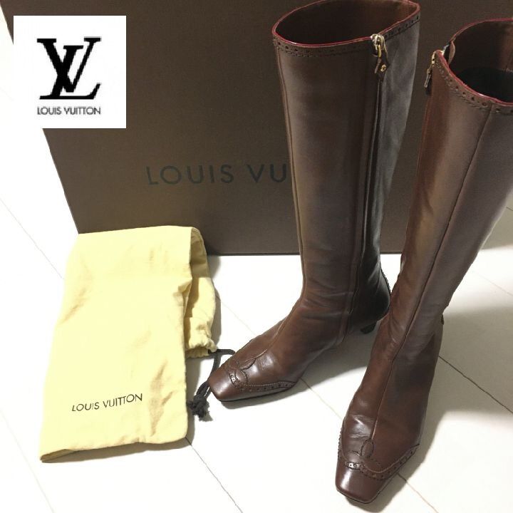 ルイヴィトン LOUIS VUITTON ロングブーツ ブラウン レザー 36