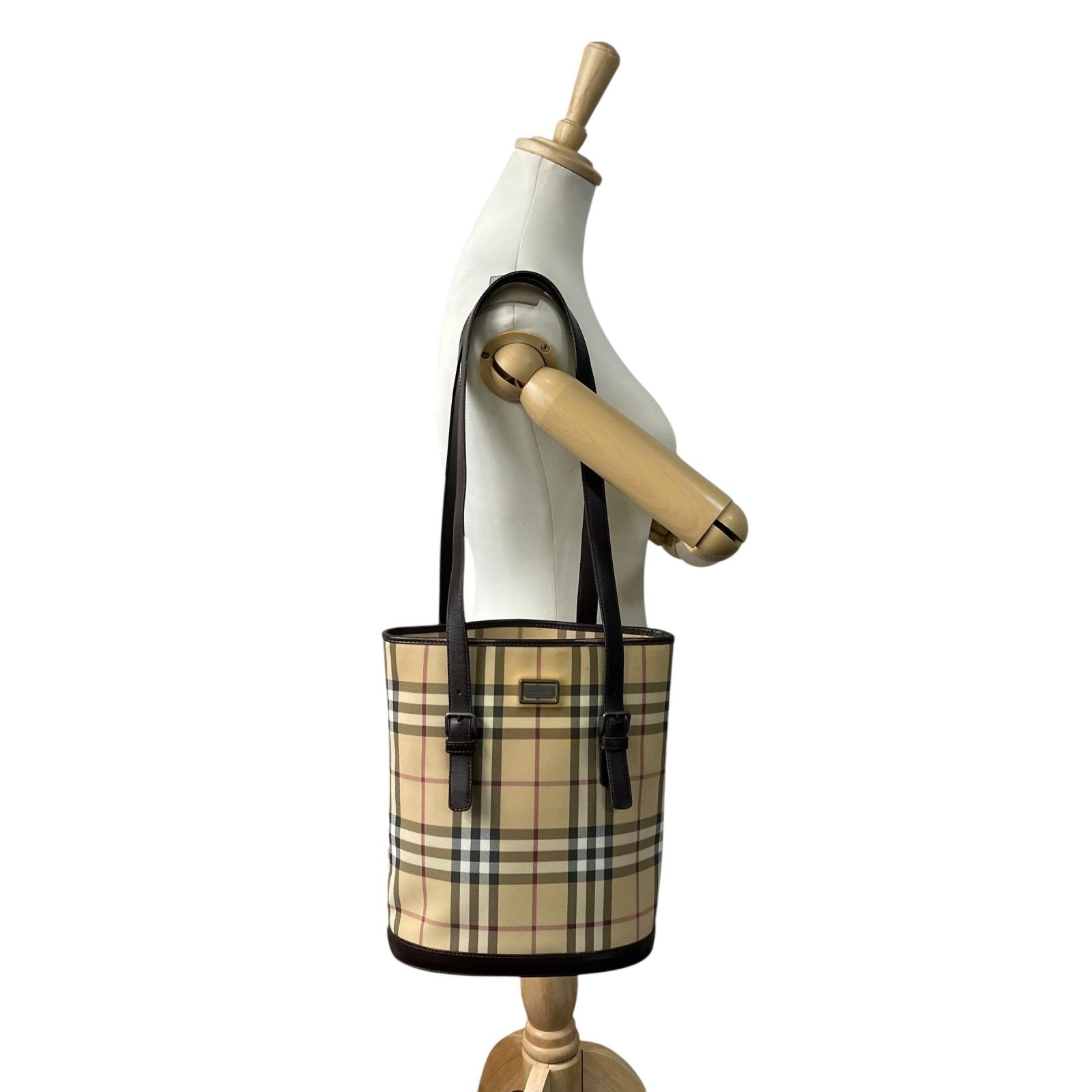 美品 BURBERRY バーバリー ノバチェック バケツ型 ショルダー