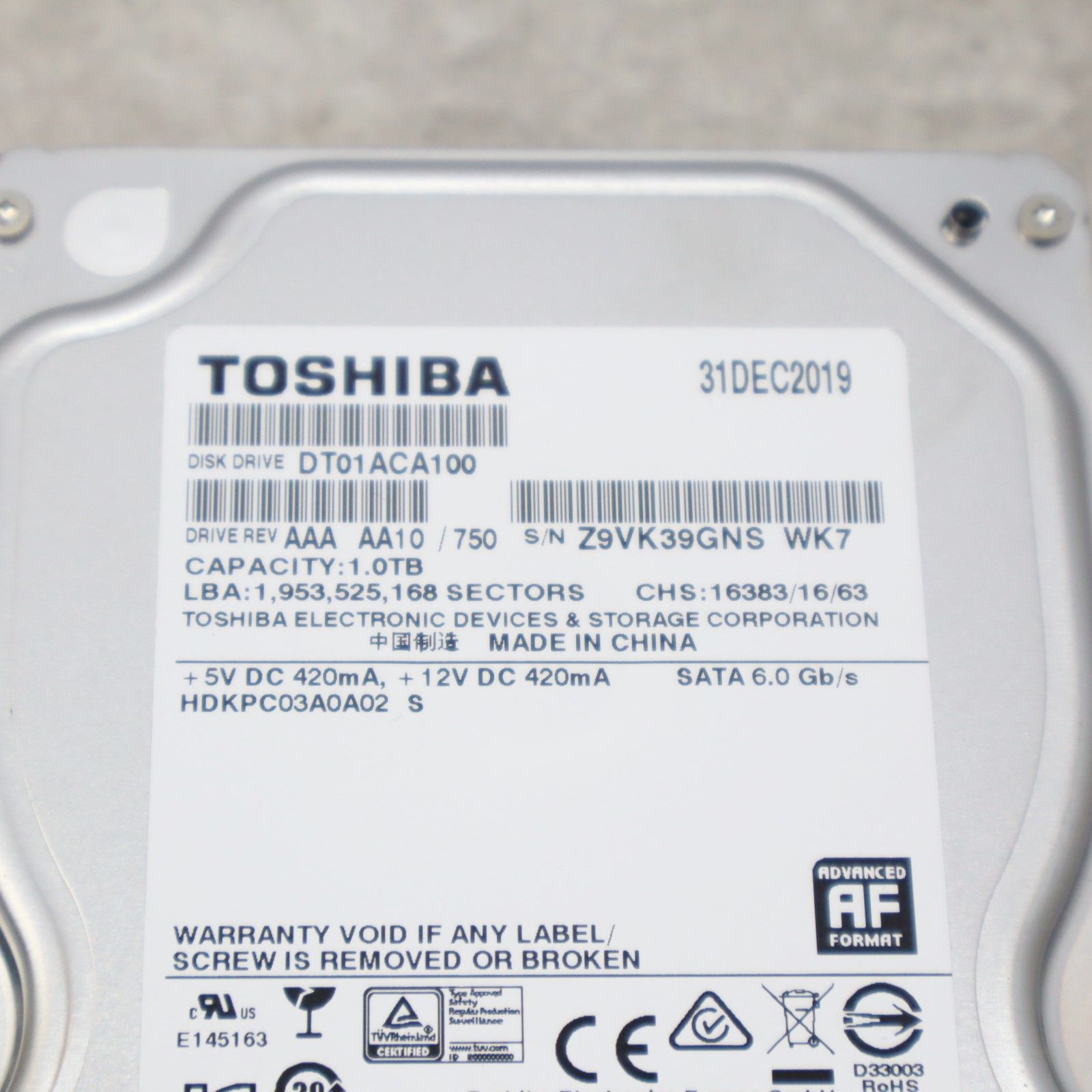 ∨PCパーツ 1TB｜SATA 内蔵型 3.5インチ ハードディスク｜TOSHIBA 東芝 
