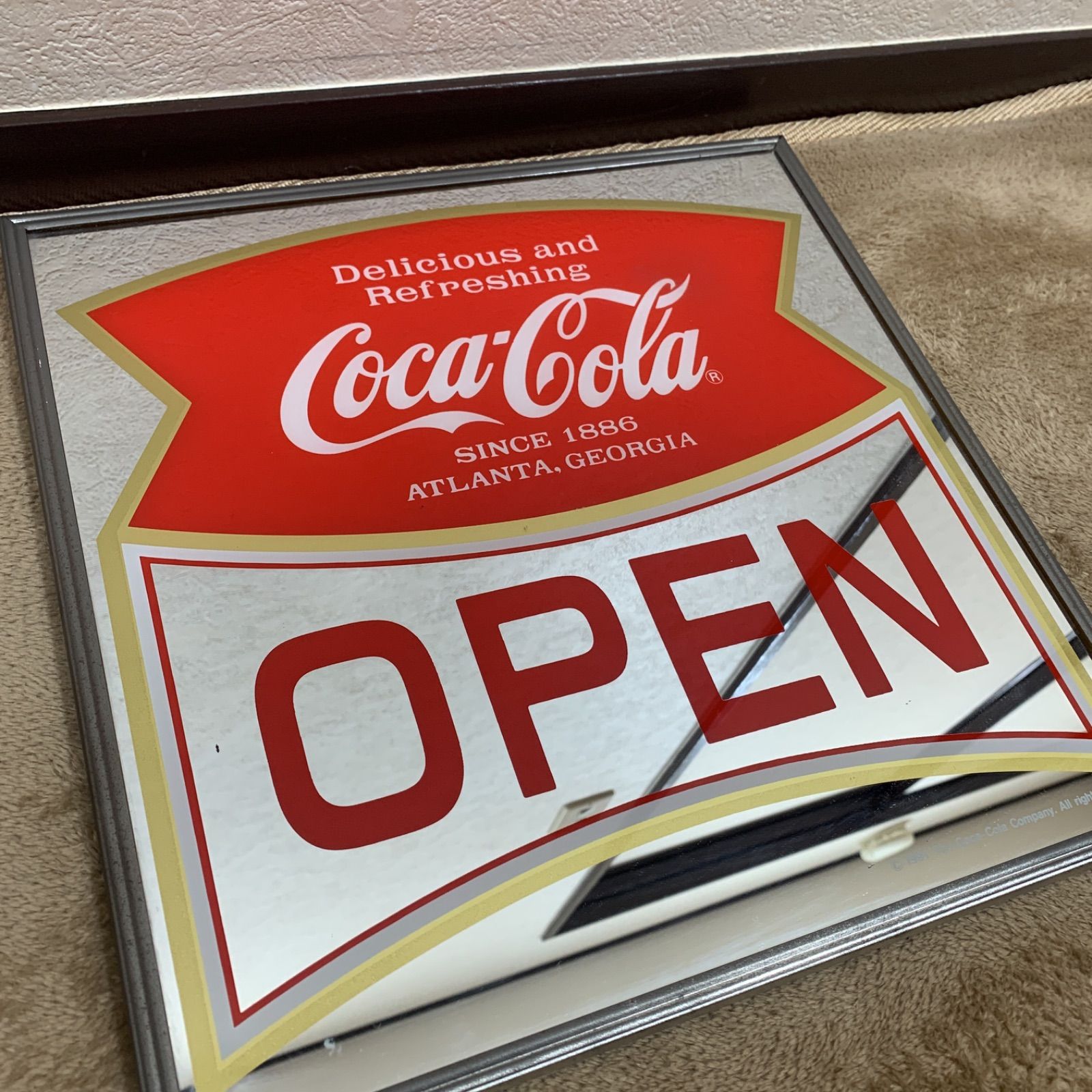 品質 Coca-Cola コカ・コーラ 当時物 ビンテージ 看板 パブミラー 姿見