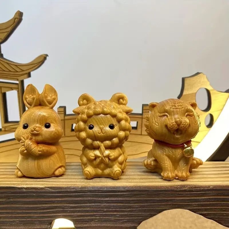 十二支 置物 セット オブジェ 木製 木彫り 人形 子 丑 寅 卯 辰 巳 午