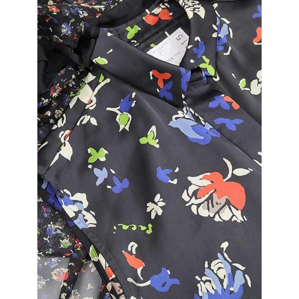 sacai サカイ 22AW フローラルシフォンデザインブラウス 22-06215 ブラック 1 sacai - sacai サカイ 22AW フローラルシフォンデザインブラウス 22