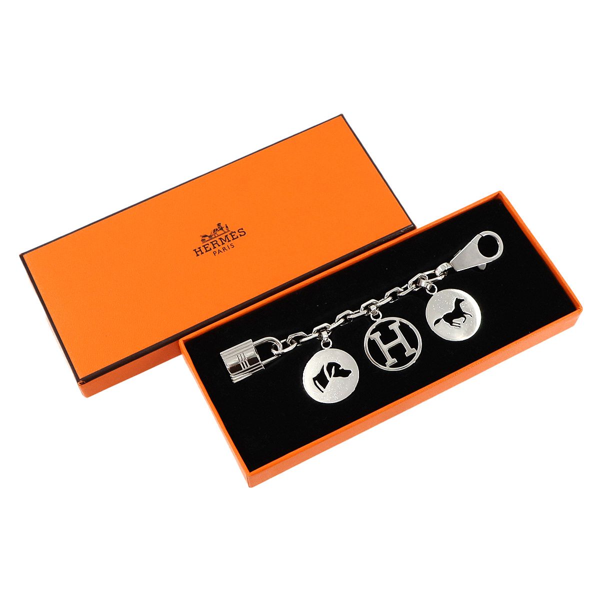 エルメス HERMES アミュレット4 ブルロック バッグ チャーム シルバー カデナ ロゴ ホース ドッグ Amulet4 Bulllock Charm 90286107