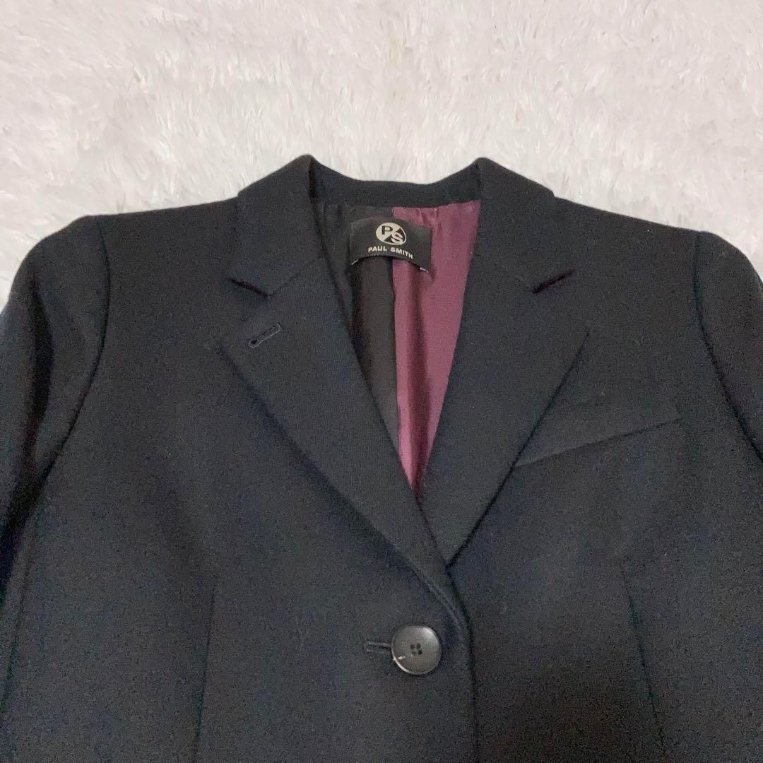 【美品】PAUL SMITH チェスターコート ウール キュプラ 黒 紫 38 美品】PAUL SMITH チェスターコート ウール キュプラ 黒 紫 38