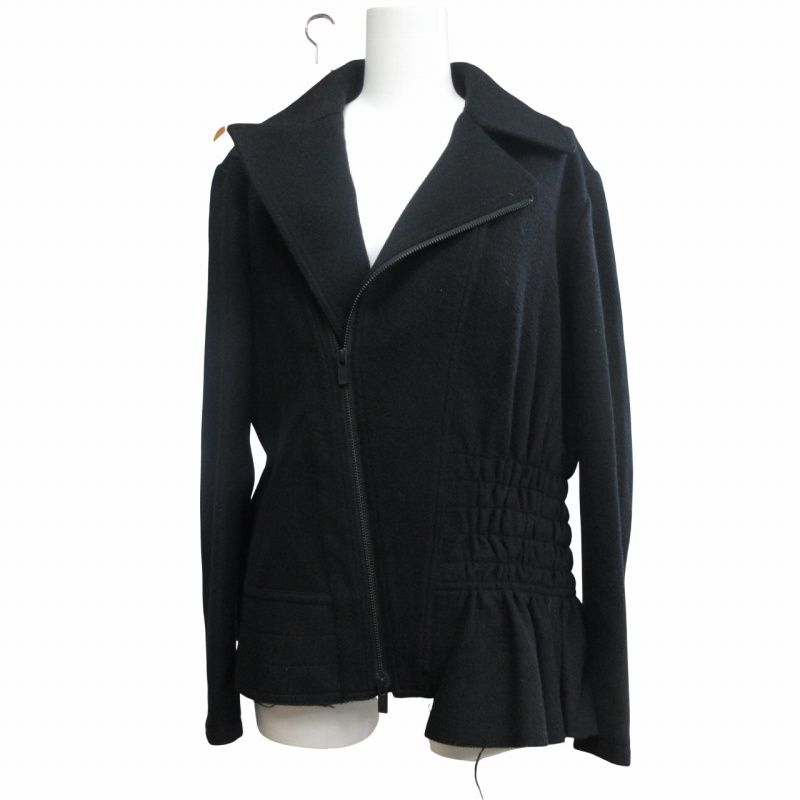 ヨウジヤマモト ファム YOHJI YAMAMOTO FEMME 23AW アシンメトリーメルトンジャケット ウール 2WAY ブルゾン ダブルジップ  ライダース 黒 ブラック 2 FJ-J68-102 0223 - メルカリ