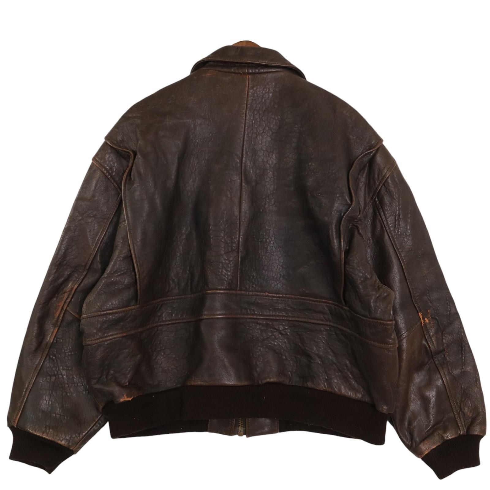 A-2 フライトジャケット レザージャケット ブラウン (メンズ XL) 中古