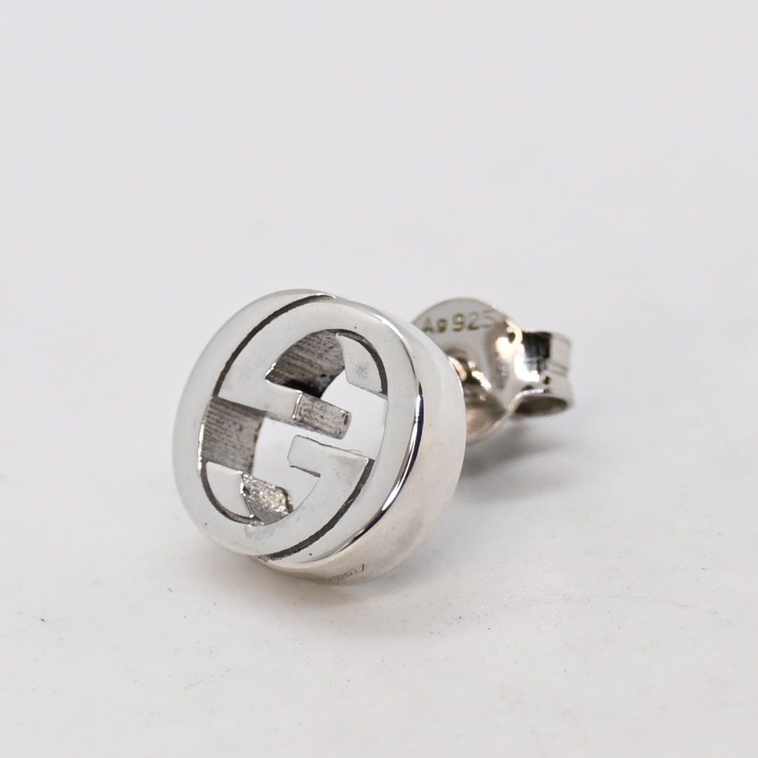 研磨済 GUCCI グッチ インターロッキングG ピアス 片耳用 Ag925