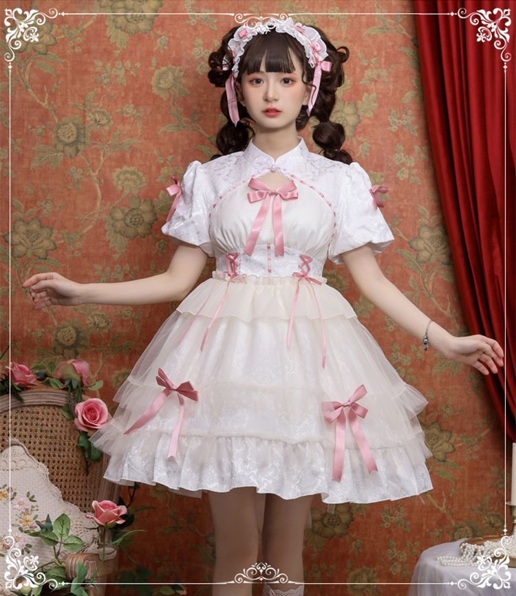 Sサイズ ロリータ ワンピース 甘ロリ 洋服 洋装 Lolita OP 3色選 お茶会 イベント 撮影会向け