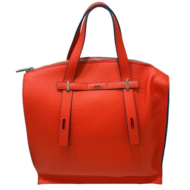 FURLA フルラ ジョーヴェ トートバッグ オレンジ×ブルー レザー