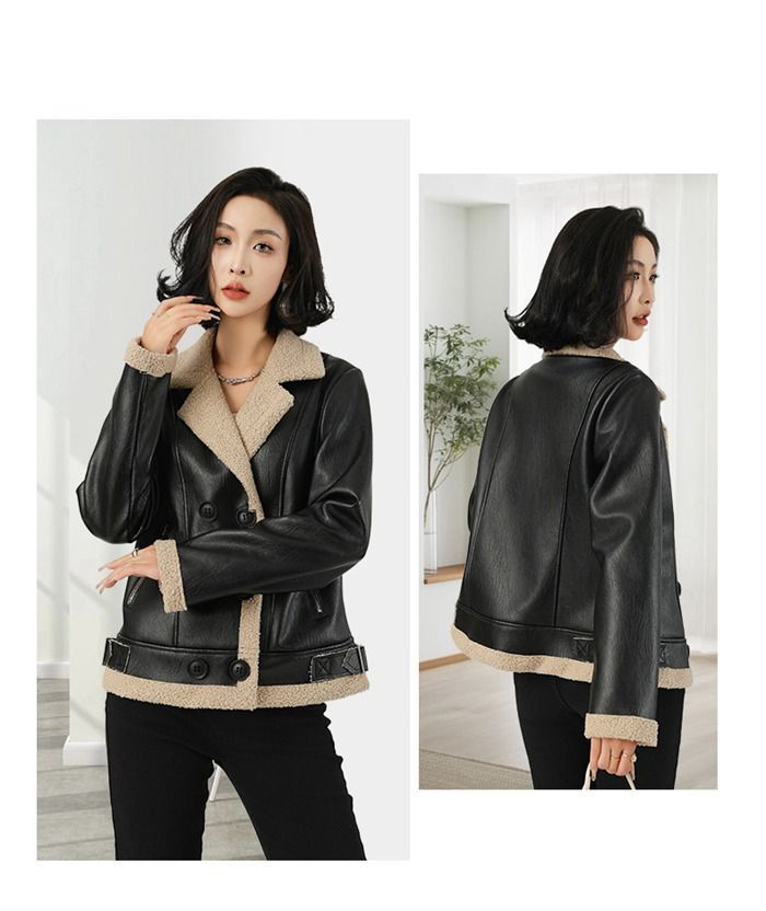 ライダースジャケット レディース 厚手 バイクジャケット ショート丈 コート レザージャケット 裏ボア カジュアル 防寒 おしゃれ 暖かい PUコート 秋 冬 アウター フェイクレザー 韓国風 huabo04 DZ30 SIROKUMA-CORPORATION_COM