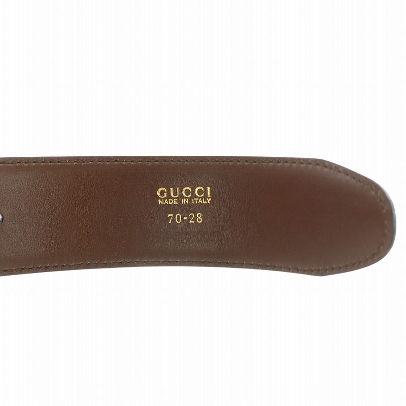 グッチ GUCCI ベルト Gロゴ レザー 70-28 シルバーカラー 黒